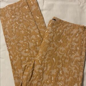 Elegant Tan Lace Cropped Pants